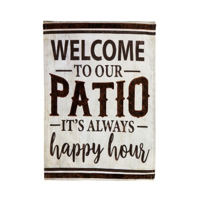 Welcome to Our Patio Garden Burlap Flag