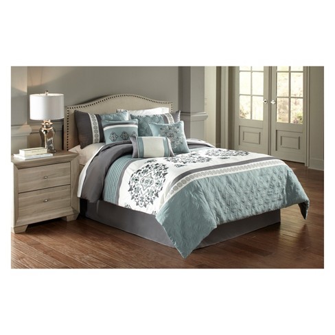 Alex + Bella Next Level Dark Grey/Blue Microfiber Comforter Set