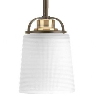 Progress Lighting West Village 1-Light Pendant, Glass, Antique Bronze, Double Prismatic Shades - 1 of 1