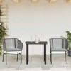vidaXL 3-Piece Patio Dining Set - Gray Poly Rattan, Tempered Glass, Garden/Backyard/Patio Furniture with Cushions - 3 of 4