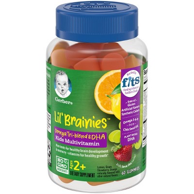 Gerber Lil' Brainies Omega Tri-Blend & DHA Kids Multivitamin Gummies - 60ct