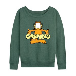Women's - Garfield - Standing Logo Lightweight French Terry Wide Neck Long Sleeve Shirt - 1 of 4