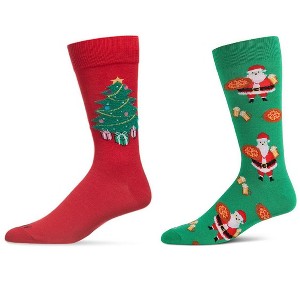 MeMoi Men's 2 Pair Pack Novelty Holiday Food Crew Socks Red 10-13 - 1 of 4