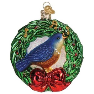 Old World Christmas 3.75 In Calling Bird Wreath Bluebird Language Songbirds Tree Ornaments - 1 of 3