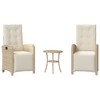 vidaXL 3 Piece Bistro Set with Cushions Beige Poly Rattan - 2 of 4
