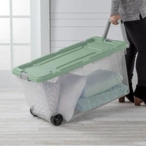 Racxily 2 Pack Extra Large Storage Bin, 40 Gallon Wheeled Plastic Storage Container with Handle - 1 of 4