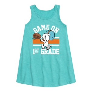 - Peanuts - Game On 1st Grade Graphic Sleeveless Aline Dress - 1 of 4