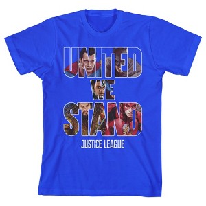 Justice League Movie United We Stand Boy's Royal Blue T-shirt - 1 of 3