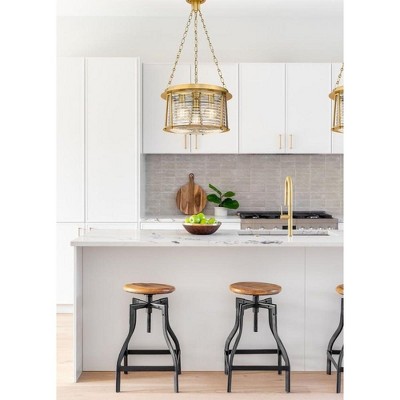 Cape Harbor 18" Rubbed Brass and Glass 3-Light Pendant