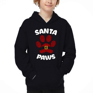 LA Pop Art Santa Paws - Boy's Word Art Hooded Sweatshirt - 1 of 4