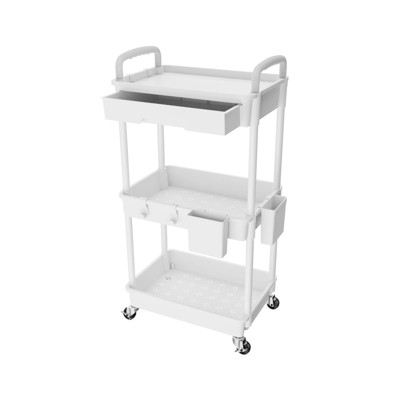 OBOKATA 3-layer multifunctional storage rolling storage cart with drawers,white