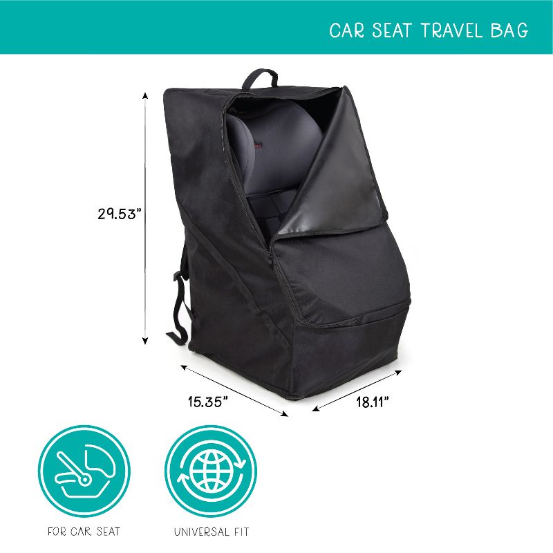 Belle Backpack Car Seat Travel Bag, Black, 3 of 8
