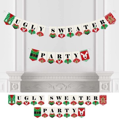 Big Dot of Happiness Ugly Sweater - Holiday and Christmas Party Bunting Banner - Party Decorations - Ugly Sweater Party