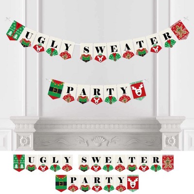 Big Dot of Happiness Ugly Sweater - Holiday and Christmas Party Bunting Banner - Party Decorations - Ugly Sweater Party