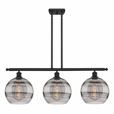 Rochester - 3 Light Stem Hung Island In Industrial Style-12.13 Inches Tall and 36.5 Inches Wide