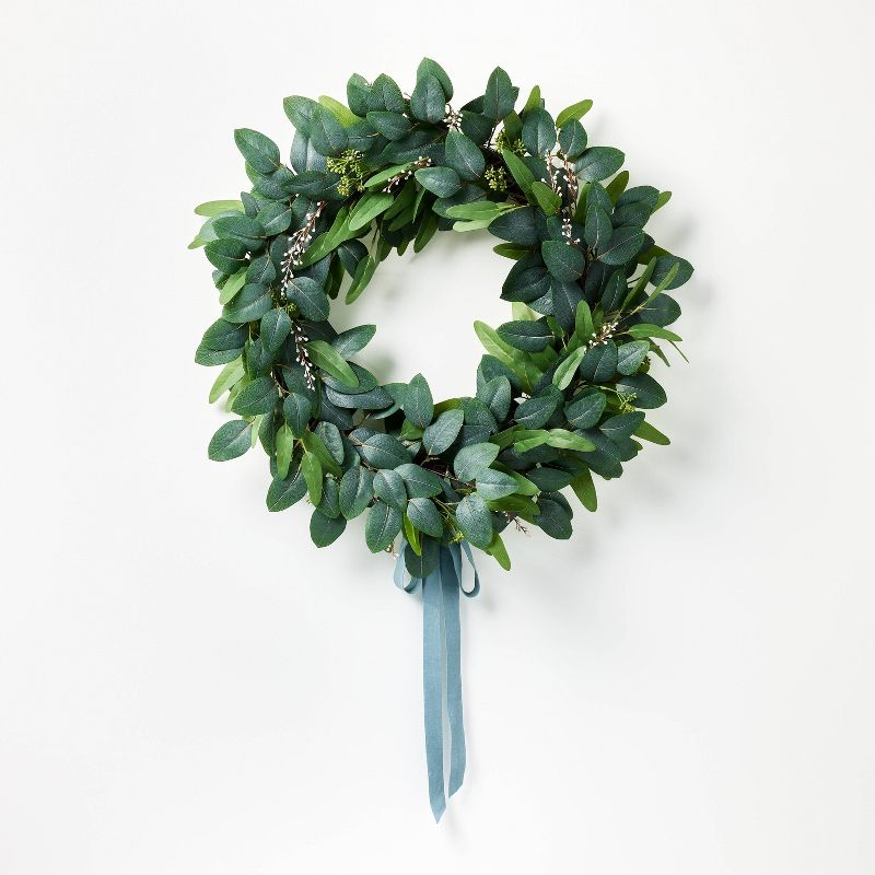 26&#34; Eucalyptus Wreath with Ribbon Green - Threshold&#8482; designed with Studio McGee, 1 of 11