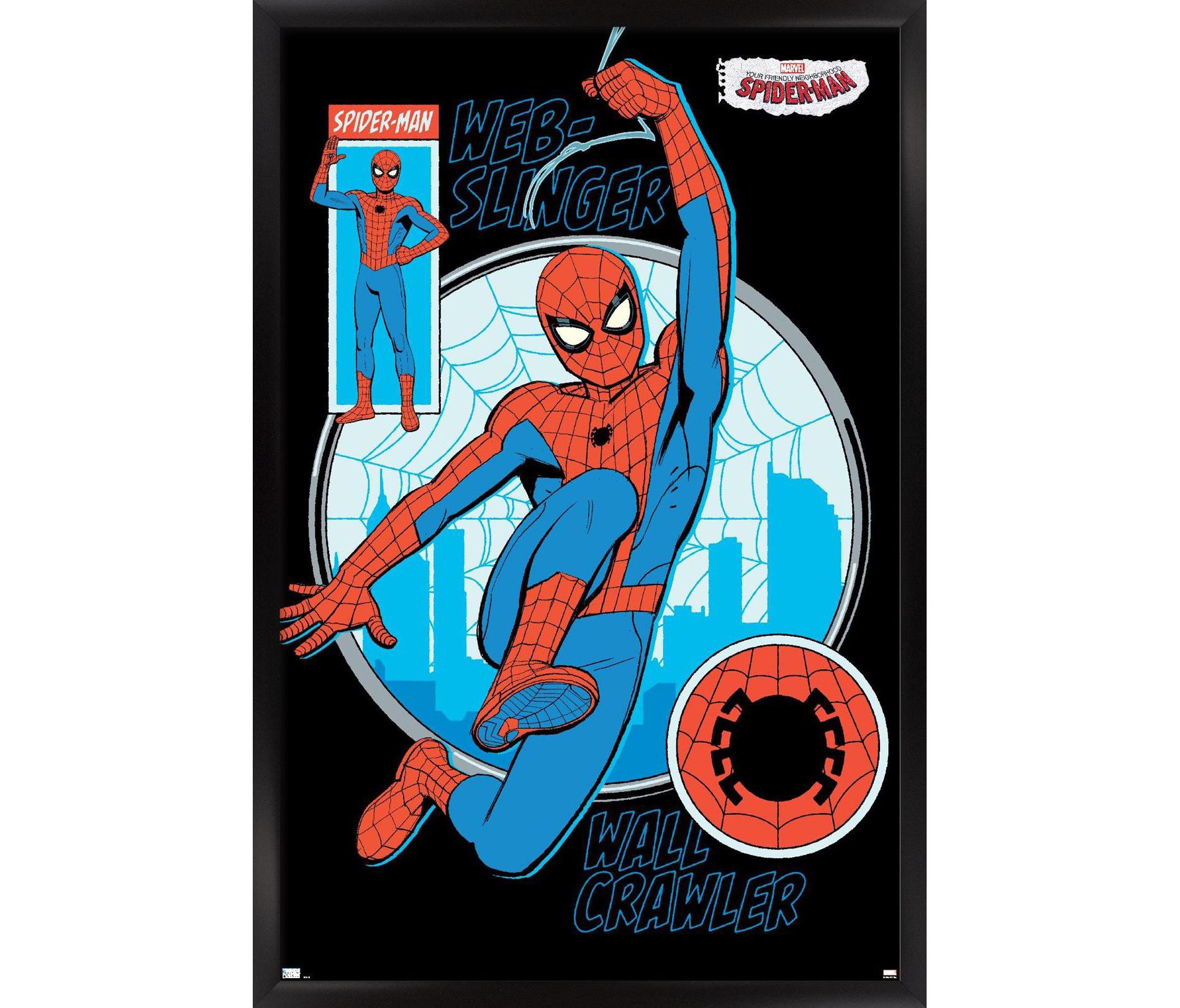 Trends International Marvel Your Friendly Neighborhood Spider-Man (2024) - Wall Framed Wall Poster Prints Black Framed Version 14.725" x 22.375"