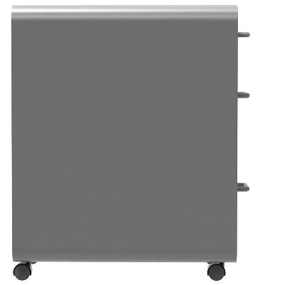 Gray Powder-Coated Steel Mobile 3-Drawer File Cabinet with Lock