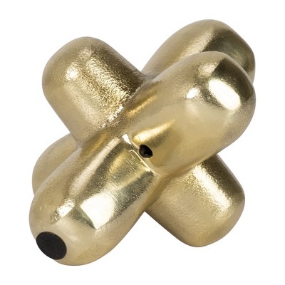 Gold Geometric Metal Orb Sculpture, 8-inch
