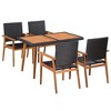 vidaXL 5 Piece Outdoor Dining Set - Rustic Retro Style - Poly Rattan and Solid Acacia Wooden Frame - Black and Brown - 2 of 4