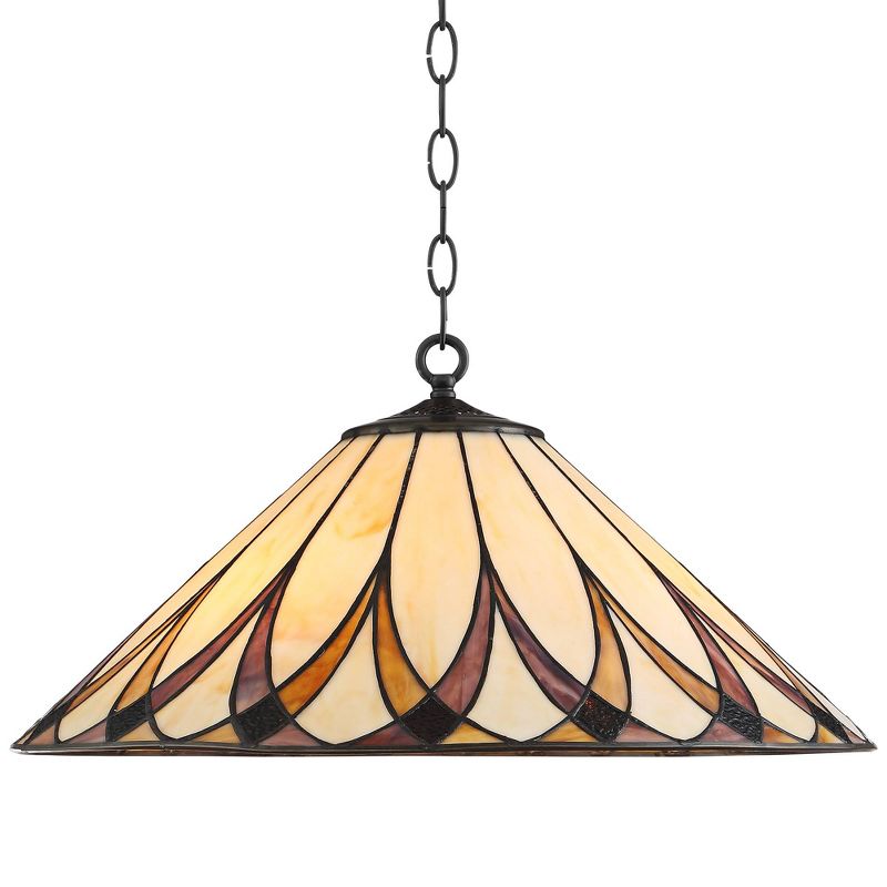 Robert Louis Tiffany Bronze Pendant Chandelier 19 3/4" Wide Farmhouse Rustic Art Glass Shade 3-Light Fixture for Dining Room Living Kitchen Island, 1 of 9