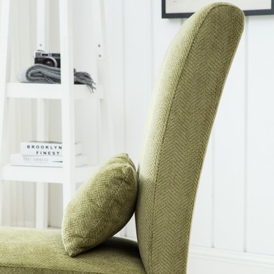 Contemporary Slipper Accent Chair in Green with Espresso Wood Finish