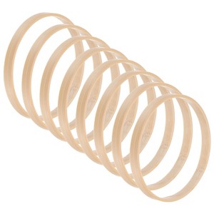 Unique Bargains Craft DIY Wedding Decor Bamboo Wooden Wreath Rings Beige 8 Pcs - 1 of 4