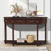 JANSNO 52" Retro Curved Wood Console Table with Shelf & Drawers for Living Room Hallway - 3 of 4