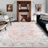 Bohemian Vintage Style Rug, Washable Low Pile Rug with Rubber Backing, Floral Floor Rug for Bedroom, Living Room, Home Office, Game Room - 2 of 4
