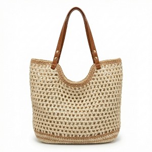 Alilang Women's Woven Crochet Tote Bag with Open Knit Design Dual