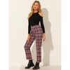 Allegra K Women's Plaid Tartan High Waisted Button Casual Pants - 4 of 4
