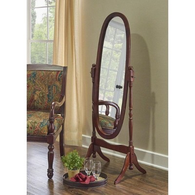 Traditional Queen Anna Style Wood Floor Cheval Mirror,Oval Shape Mirror,Adjustable Standing Mirror,Decor Mirror,Freestanding Mirror-The Pop Home
