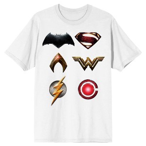Justice League Mve Superheroes Emblems Men's White T-Shirt - 1 of 1
