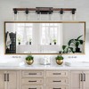 42" Rustic 6-Light Vanity Light, Industrial Bathroom Wall Sconce with Glass Shades and Wood Accent, Modern Farmhouse Lighting Fixture (No Bulbs) - 2 of 4