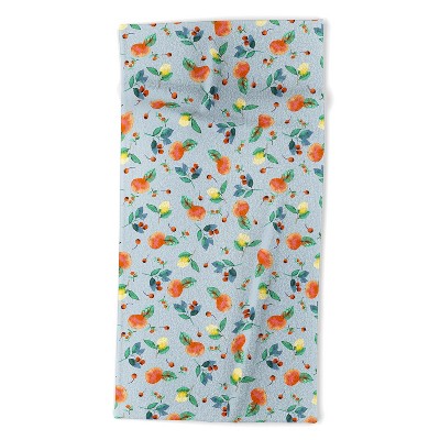 Ninola Design Citrus fruits Summer Blue Beach Towel - Deny Designs