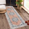 Vintage Floral Rugs for Living Room Bedroom Persian Area Rug Medallion Low Pile Non-Slip Carpet - 2 of 4