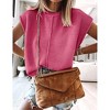 Womens Cap Sleeve Sweater Vest Crew Neck Knit Sleeveless Tank Tops Casual Lightweight Pullover Sweaters - 2 of 4