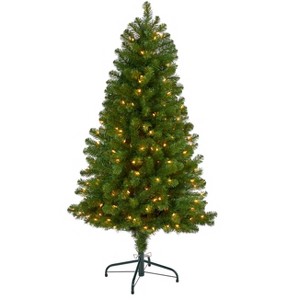 Nearly Natural 5-ft Virginia Fir Artificial Christmas Tree with 200 Clear Lights and 379 Bendable Branches - 1 of 4