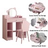 Kids Vanity Set, 2-In-1 Princess Dressing Table & Stool Set, Bear-Shaped Mirror & Stool, Children Makeup Dressing Table for Play Room Bedroom - 2 of 4
