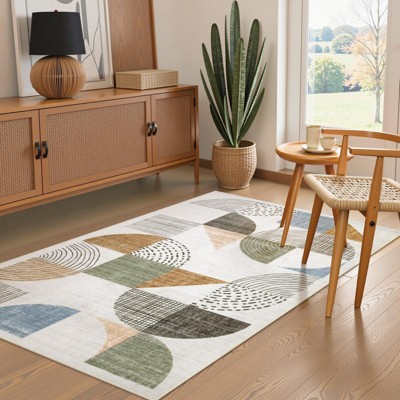 Lahome GST Modern Asymmetrical Geometric Short Pile Velvet Rectangular Indoor Area Rug