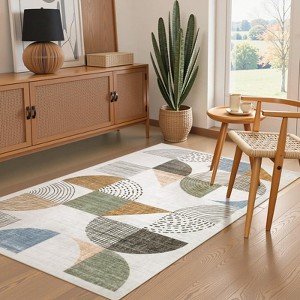 Lahome GST Modern Asymmetrical Geometric Short Pile Velvet Rectangular Indoor Area Rug - 1 of 4