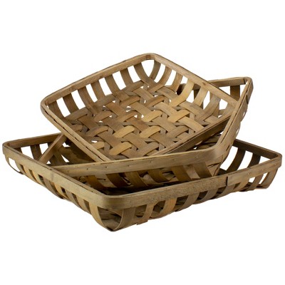 Raz Imports Set of 3 Brown Square Woven Baskets 22.75"