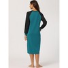 cheibear Women's Long Sleeves Button Up Pajama Dress with Side Pockets - 4 of 4