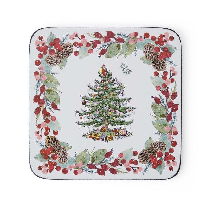 Spode Christmas Tree 2023 Annual 5 Piece Mug and Coaster Set with Tin Gift Box, Porcelain Mugs and Cork-Backed Coasters, 2 of 7