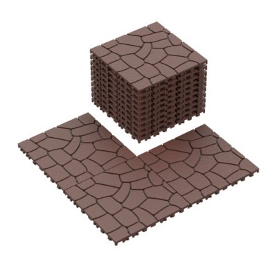 Syemin Carpet Tiles 44PCS New Stone Texture Patio Deck Tiles, Decking Tiles Floor Tile for Porch Poolside Balcony Backyard, Brown, 12"*12"*0.8"