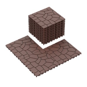 Syemin Carpet Tiles 44PCS New Stone Texture Patio Deck Tiles, Decking Tiles Floor Tile for Porch Poolside Balcony Backyard, Brown, 12"*12"*0.8" - 1 of 4