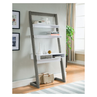 24/7 Shop At Home Ulrich Transitional Stand Up Desk Distressed Dark Gray/White