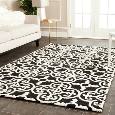 Cambridge Black/Ivory Hand-Tufted Wool Area Rug 5' x 8'