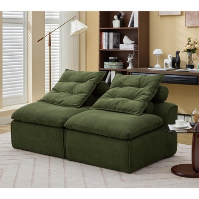 NicBex Modern Modular Soft Chenille Loveseat Sofa with Removable Pillows,Minimalist Armless 2-Seater Sofa for Living Room,Bedroom