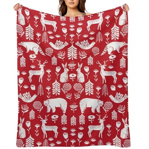Christmas Winter Holiday Animals Christmas Throw Blanket Soft Fleece Christmas Blanket Cozy Flannel Throw for Couch Bed 30x40 inches - 1 of 1